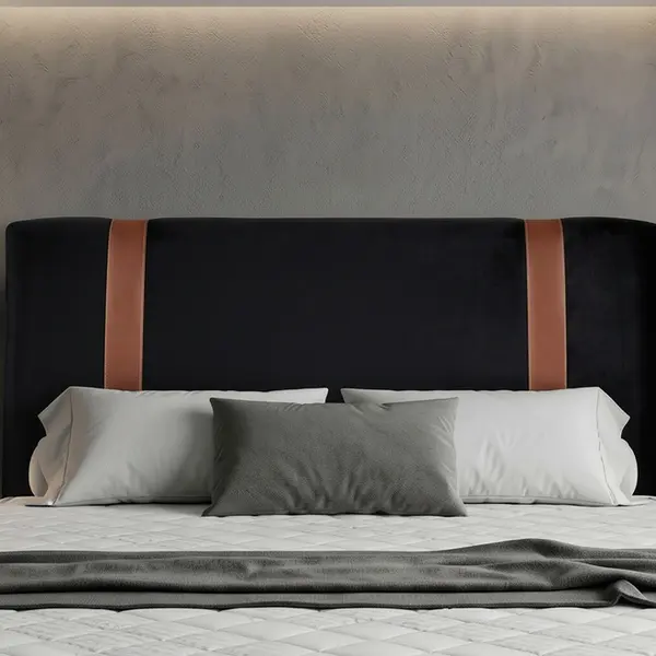 Cabeceira King Star Horus Suede Preto