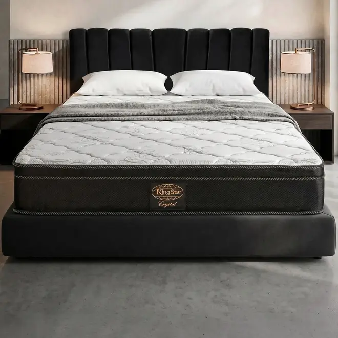 Cabeceira Suede Preto Estofado Noah