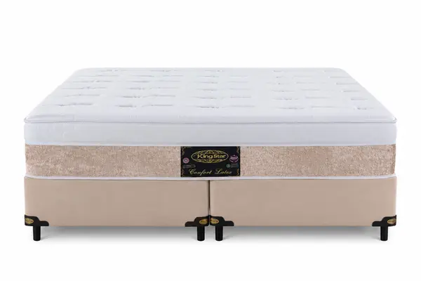 Conjunto Cama Box King Star Comfort Latex — Colchão Molas Ensacadas + Base Box — 30 Noites + 1 Ano de Garantia