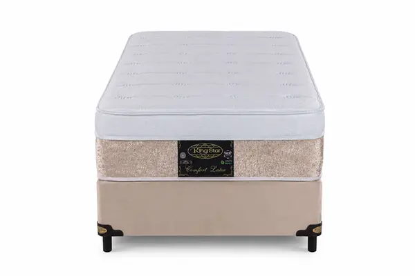 Conjunto Cama Box King Star Comfort Latex — Colchão Molas Ensacadas + Base Box — 30 Noites + 1 Ano de Garantia
