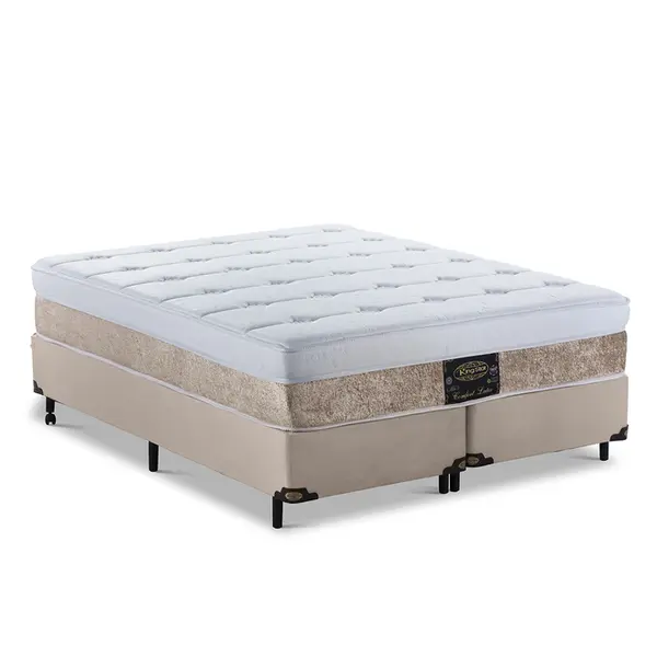 Conjunto Cama Box King Star Comfort Latex — Colchão Molas Ensacadas + Base Box — 30 Noites + 1 Ano de Garantia