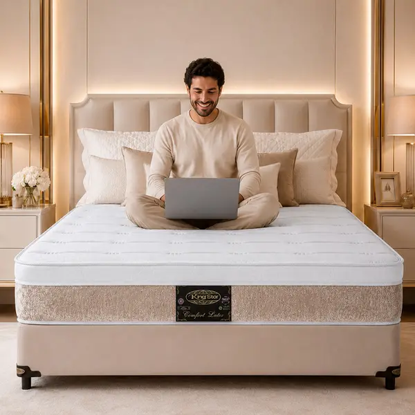 Conjunto Cama Box King Star Comfort Latex — Colchão Molas Ensacadas + Base Box — 30 Noites + 1 Ano de Garantia