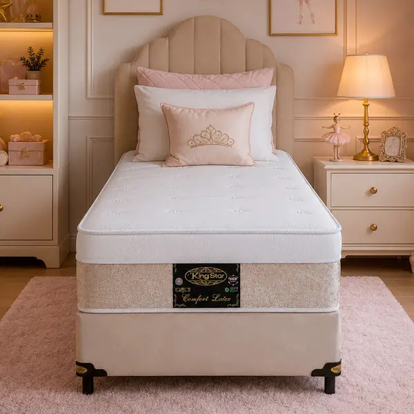 Conjunto Cama Box King Star Comfort Latex — Colchão Molas Ensacadas + Base Box — 30 Noites + 1 Ano de Garantia
