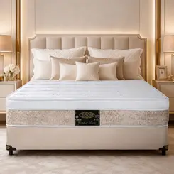 Conjunto Cama Box King Star Comfort Latex — Colchão Molas Ensacadas + Base Box — 30 Noites + 1 Ano de Garantia