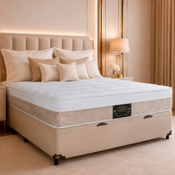 Conjunto Cama Box Baú King Star Comfort Latex — Colchão Molas Ensacadas + Base Box Baú — 30 Noites + 1 Ano de Garantia