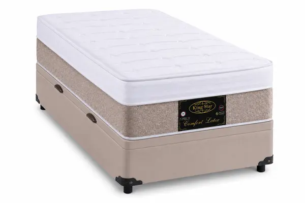 Conjunto Cama Box Baú King Star Comfort Latex — Colchão Molas Ensacadas + Base Box Baú — 30 Noites + 1 Ano de Garantia