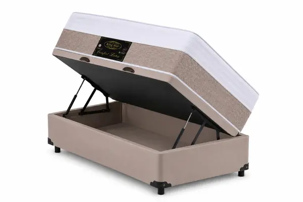 Conjunto Cama Box Baú King Star Comfort Latex — Colchão Molas Ensacadas + Base Box Baú — 30 Noites + 1 Ano de Garantia