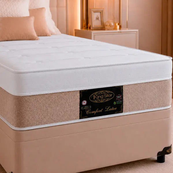 Conjunto Cama Box Baú King Star Comfort Latex — Colchão Molas Ensacadas + Base Box Baú — 30 Noites + 1 Ano de Garantia
