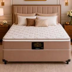 Cama Box + Colchão England Molas Spring Bonnel e Conforto Intermediário