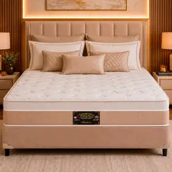 Conjunto Cama Box King Star Fashion New — Colchão Molas Bonnel + Base Box, Conforto Intermediário — 30 Noites + 1 Ano de Garantia