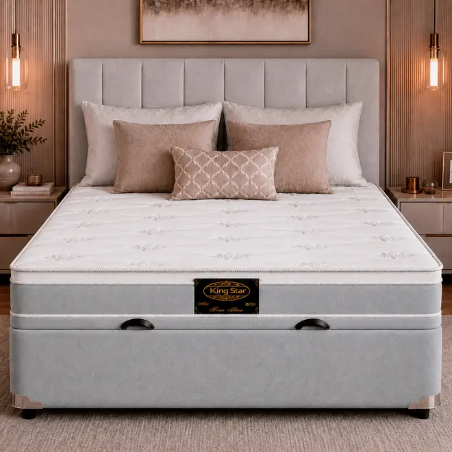 Cama Box Baú + Colchão Five Star Firme de Molas Ensacadas