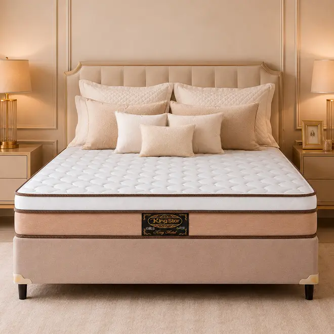 Conjunto Cama Box King Star King Hotel — Colchão Molas Ensacadas + Base Box, Intermediário — 30 Noites + 1 Ano de Garantia