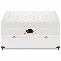 Conjunto Cama Box Baú King Star New Double System — Colchão Molas Ensacadas e Mini Molas + Base Box Baú, Firme — 30 Noites + 3 Anos de Garantia