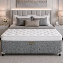 Cama Box  + Colchão King Star Firme Molas Ensacadas Presidencial