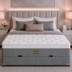 Cama Box Baú  + Colchão King Star Firme Molas Ensacadas Presidencial