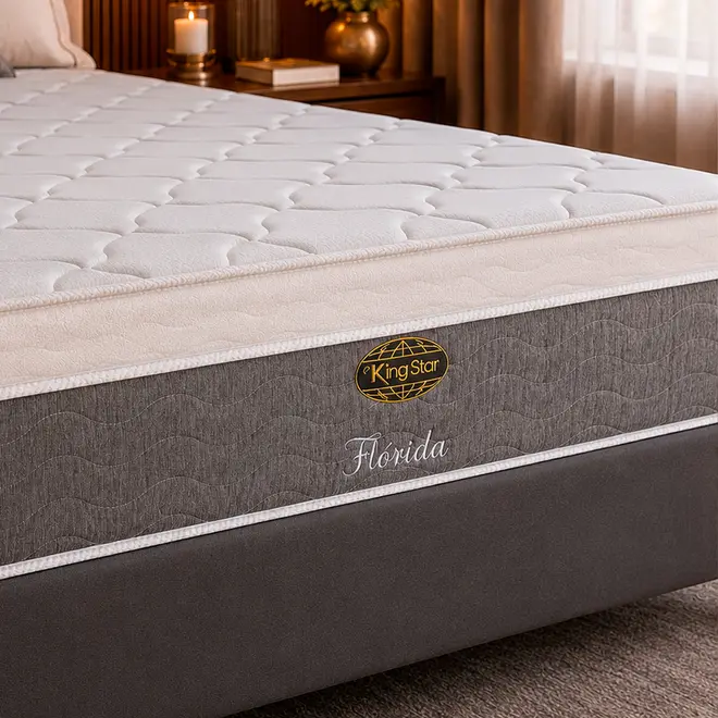 Conjunto Cama Box Florida Molas Ensacadas | King Star