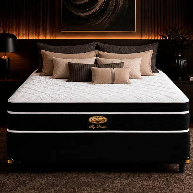 ★☆ KING’S NIGHT DREAM WESTERN & EASTERN Conjunto Cama Box Sky Dream Plus Molas Ensacadas | King Star