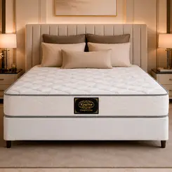 Conjunto Cama Box King Star Comfort Line — Colchão Molas Ensacadas + Base Box Reforçada, Macio — 30 Noites + 1 Ano de Garantia
