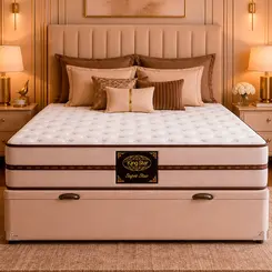 Cama Box Baú  + Colchão King Star Macio Molas Ensacadas Super Star