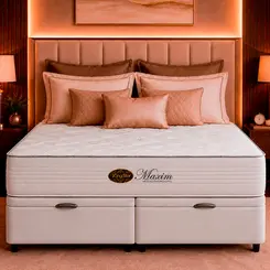 Conjunto Cama Box Baú King Star Maxim — Colchão Molas Ensacadas + Base Baú, Conforto Intermediário — 30 Noites + 2 Anos de Garantia