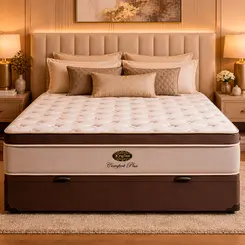 Conjunto Cama Box Baú King Star Comfort Plus — Colchão Molas Ensacadas + Base Baú, Extra Macio — 30 Noites + 2 Anos de Garantia