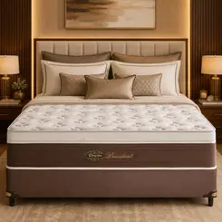 Conjunto Cama Box King Star President — Colchão Molas Ensacadas + Base Box, Firme — 30 Noites + 3 Anos de Garantia