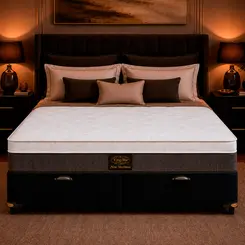 Conjunto Cama Box Baú King Star New Maximus — Colchão Molas Ensacadas + Base Baú, Conforto Intermediário — 30 Noites + 2 Anos de Garantia