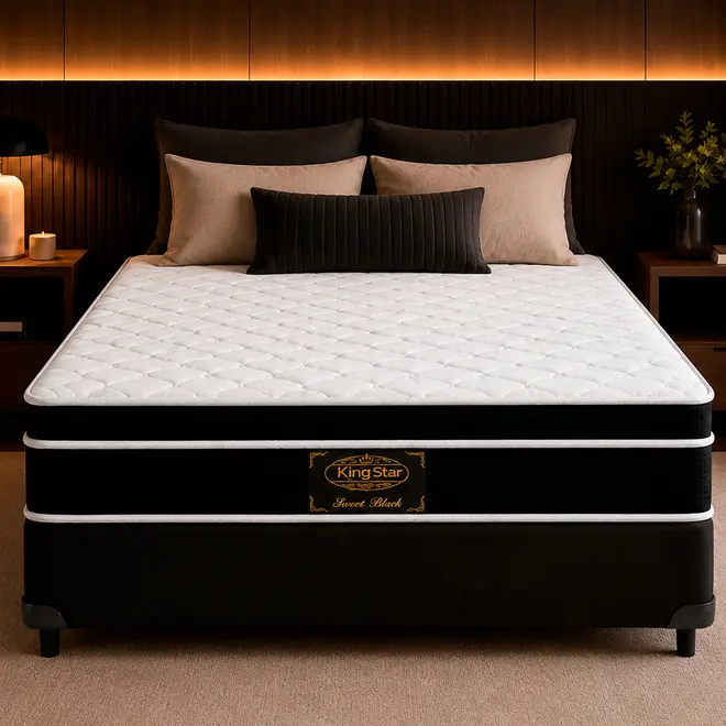Conjunto Cama Box Sweet Black Molas Bonnel | King Star