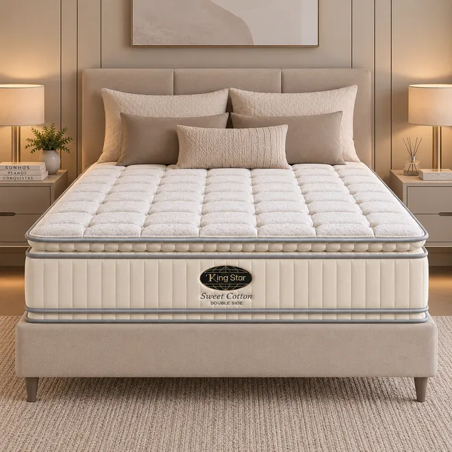 Colchão King Star Duplo Conforto Molas Miracoil Double Sweet Cotton