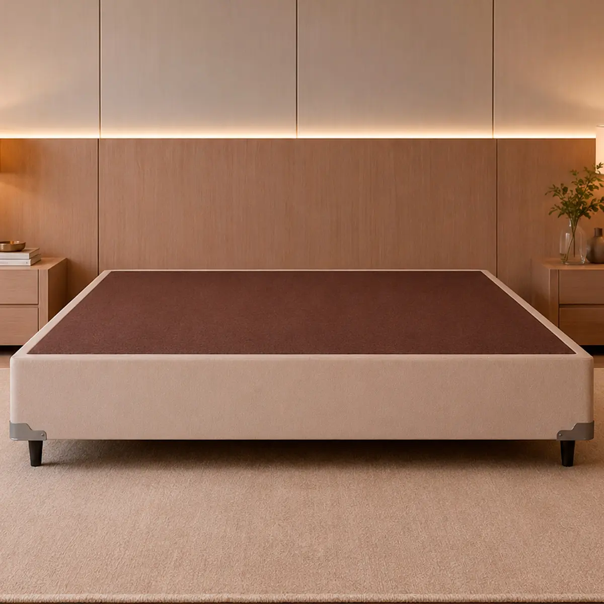 Base Cama Box Veludo Marfim King Star