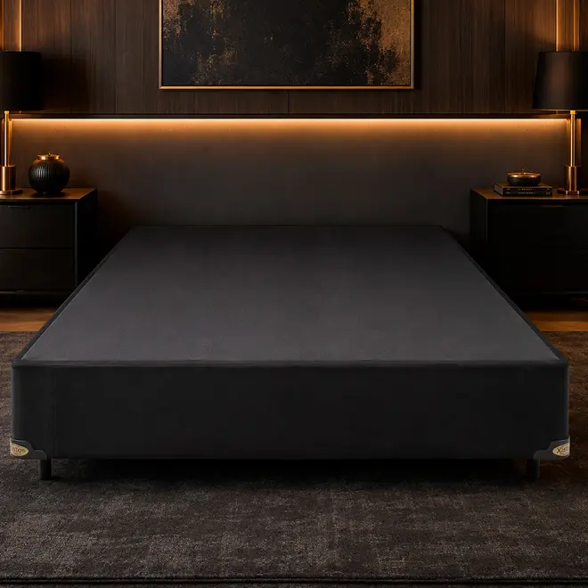 Base Cama Box Suede Preto King Star