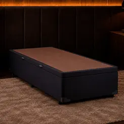 Base Cama Box Baú Com Abertura Lateral Suede Preto